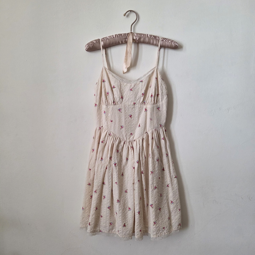 Love Fire Cream Pink Sundress Spaghetti Strap Sleeveless